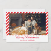 クリスマスの白と赤ストライプのの1枚の写真 シーズンカード (正面)