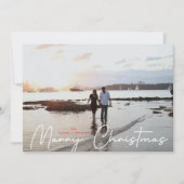 クリスマスの白モダン手の写書真の結婚 シーズンカード (正面)