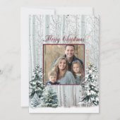 クリスマスの白樺の木々と雪の森 招待状 (正面)