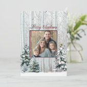 クリスマスの白樺の木々と雪の森 招待状 (スタンド正面)