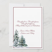 クリスマスの白樺の木々と雪の森 招待状 (裏面)