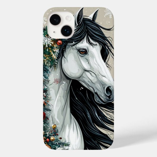 クリスマスの白馬の冬の情景 Case-Mate iPhoneケース (裏面)