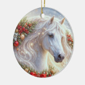 クリスマスの白馬 セラミックオーナメント (左)