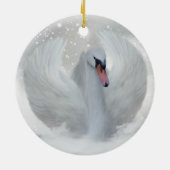 クリスマスの白鳥のオーナメント-あなたの名前はカスタマイズ セラミックオーナメント (裏面)