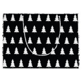 クリスマスの白黒モダン抱き枕 ラージペーパーバッグ (正面)