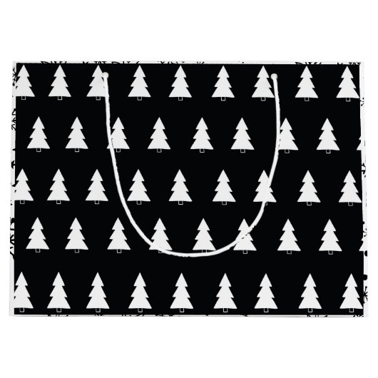 クリスマスの白黒モダン抱き枕 ラージペーパーバッグ (正面)