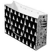 クリスマスの白黒モダン抱き枕 ラージペーパーバッグ (正面アングル)