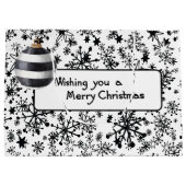 クリスマスの白黒モダン抱き枕 ラージペーパーバッグ (裏面)