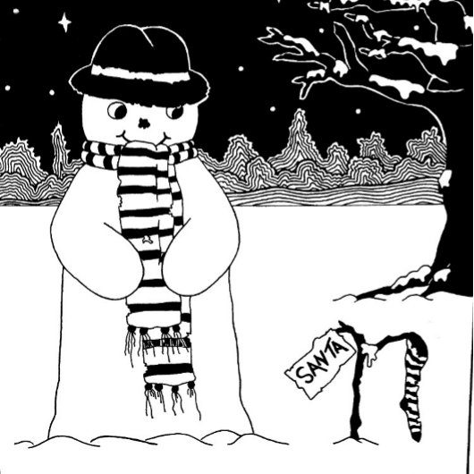 クリスマスの白黒写真かわいい雪だるま ギフトタグ