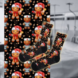 クリスマスの看護師ユーモラスなジンジャーブレッドマン ソックス