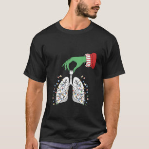 クリスマスの看護師 呼吸療法士 肺 ツリー Tシャツ