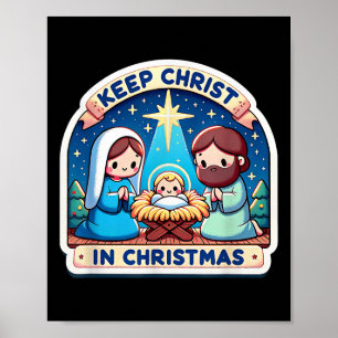 クリスマスの真の意味を忘れない クリスマスの馬小屋の場面 イエスキリスト ポスター