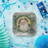 クリスマスの真ん中のサンタクロースの顔 ペーパープレート (パーティー)