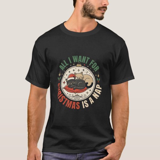 クリスマスの眠り猫の休日 Tシャツ (正面)