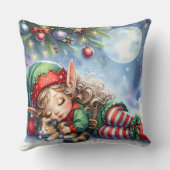 クリスマスの眠るエルフとカラー・キテン クッション (裏面)