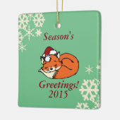 クリスマスの睡眠のキツネ セラミックオーナメント (左)