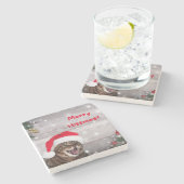 クリスマスの石のコースター、ヒスマメリース ストーンコースター (横)