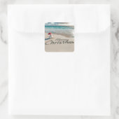 クリスマスの砂の男がビーチに立つ スクエアシール (バッグ)