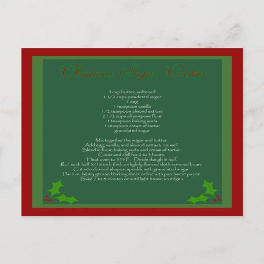 クリスマスの砂糖クッキーのレシピの郵便はがき シーズンポストカード (正面)