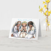 クリスマスの祈りの言葉の三天使 カード (黄色い花)