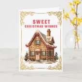 クリスマスの祈り |ギンガーブレッドハウス カード (黄色い花)