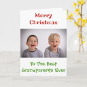 クリスマスの祖父母孫カスタム写真 カード (黄色い花)