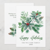 クリスマスの祝いイラスト　ホーリーの葉と赤い実の枝 シーズンカード (正面/裏面)