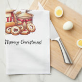 クリスマスの祝い言葉を言って キッチンタオル (四つ折り)