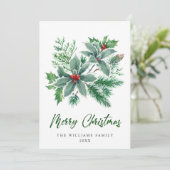 クリスマスの祝い　ホーリーベリーの枝のグリーティング シーズンカード (スタンド正面)