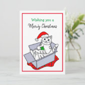 クリスマスの祝い | Holiday Cat Pun シーズンカード (スタンド正面)