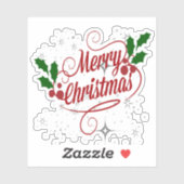 クリスマスの祝日色のメリークリスマスグリーティング シール (シート)