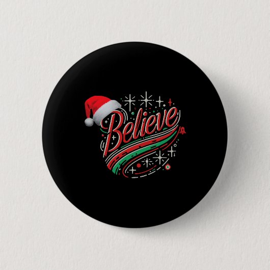 クリスマスの祝祭的なホリデーデザインを信じてください 缶バッジ (正面)