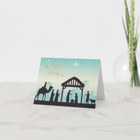 クリスマスの祝福をマリアとヨセフとイエスのシーン シーズンカード (正面)