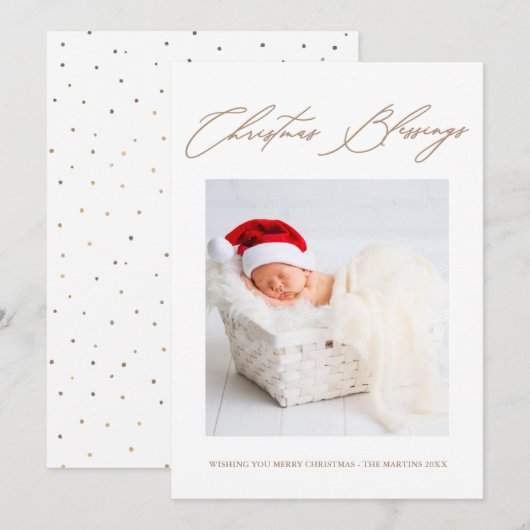 クリスマスの祝福 フェスティブドット ホリデーカード 招待状 (正面/裏面)