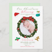 クリスマスの祝福　ベイビー発表 招待状 (正面/裏面)