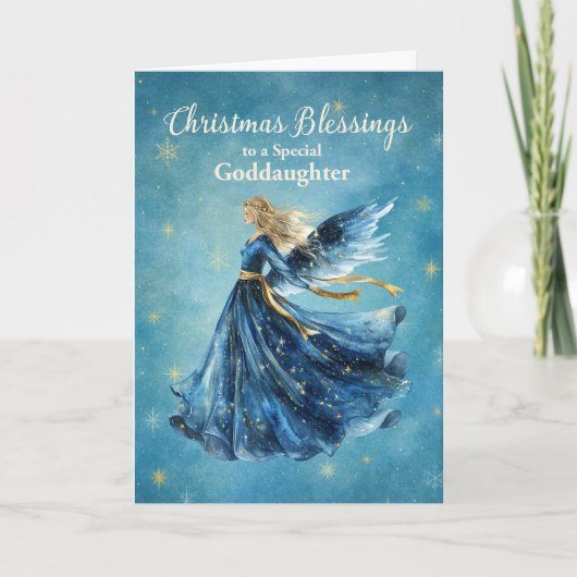 クリスマスの祝福 従姉妹への天使のプレゼント カード (正面)