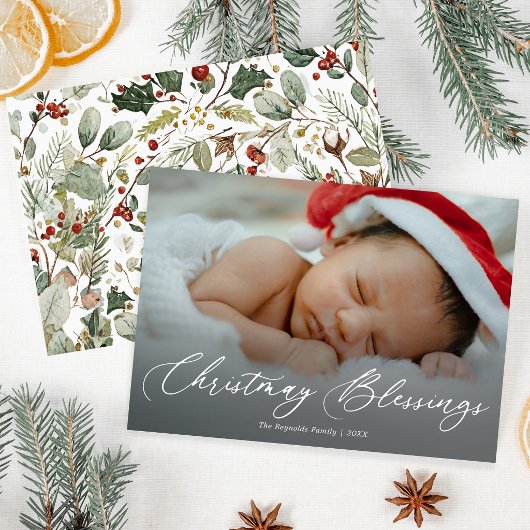 クリスマスの祝福 赤ちゃん 写真 ホリデーカード