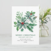 クリスマスの祝賀　ホーリーの枝と赤い実　クリスマスメッセージ シーズンカード (スタンド正面)