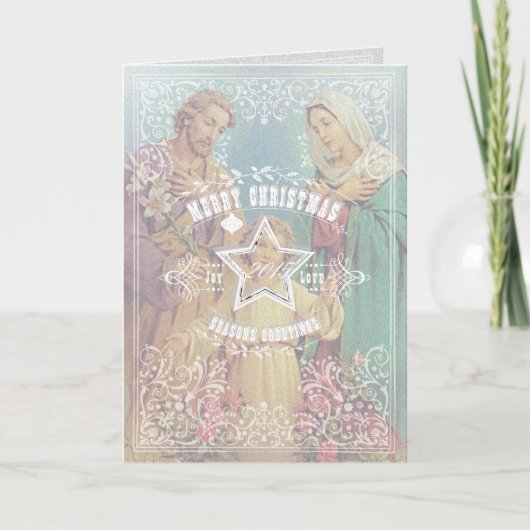 クリスマスの神聖な家族-挨拶状 シーズンカード (正面)