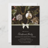 クリスマスの祭り飾り、リボン & ジュエル ボウ クリスマス 招待状 (正面)