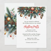 クリスマスの祭り ガーランド ホリデーパーティー 招待状 (正面/裏面)