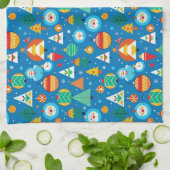 クリスマスの祭典的な模様 キッチンタオル (折り畳み)