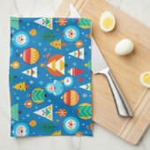 クリスマスの祭典的な模様 キッチンタオル (四つ折り)