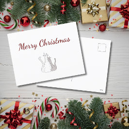 クリスマスの祭典 かわいい猫の絵 ホリデーシーズン シーズンポストカード