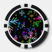 クリスマスの秋の虹の色の雪の結晶 ポーカーチップ (正面)