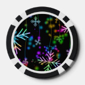 クリスマスの秋の虹の色の雪の結晶 ポーカーチップ (裏面)