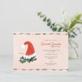 クリスマスの秘密のサンタパーティーのプレゼント交換の招待状 招待状 (スタンド正面)