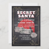 クリスマスの秘密のサンタプレゼント交換パーティーへの招待 招待状 (正面)