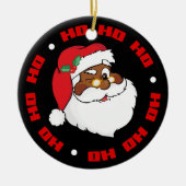 クリスマスの秘密を保っている黒いサンタのまばたき セラミックオーナメント (正面)