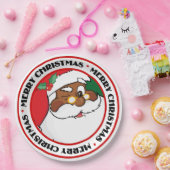 クリスマスの秘密を保っている黒いサンタのまばたき ペーパープレート (パーティー)